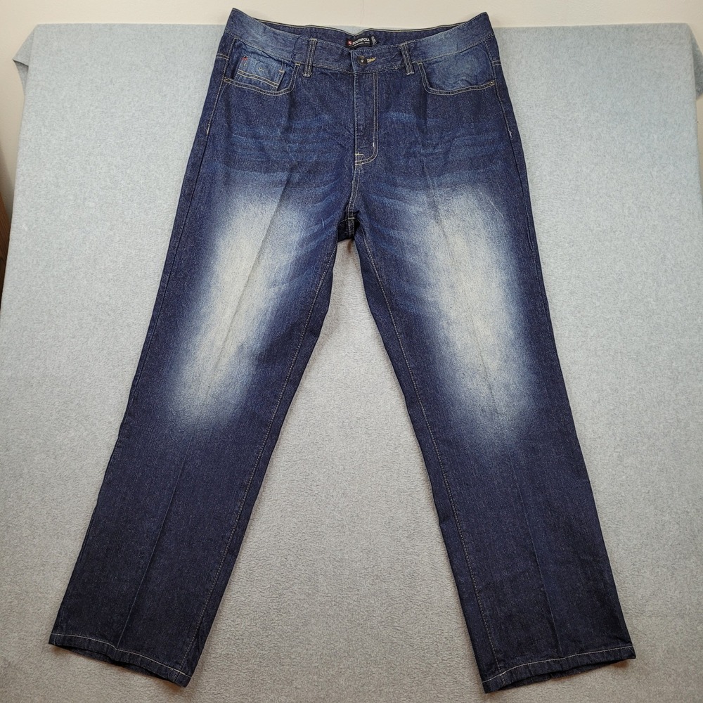 Southpole Straight Jeans Mens 40x32 Blue Sandblasted Fade Y2K Hip Hop Denim